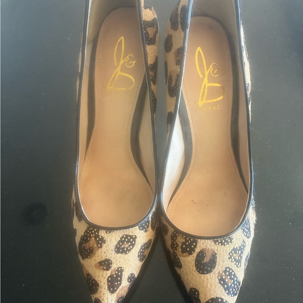Joan & David Brown and Black Heels with Sleek Silhouette
